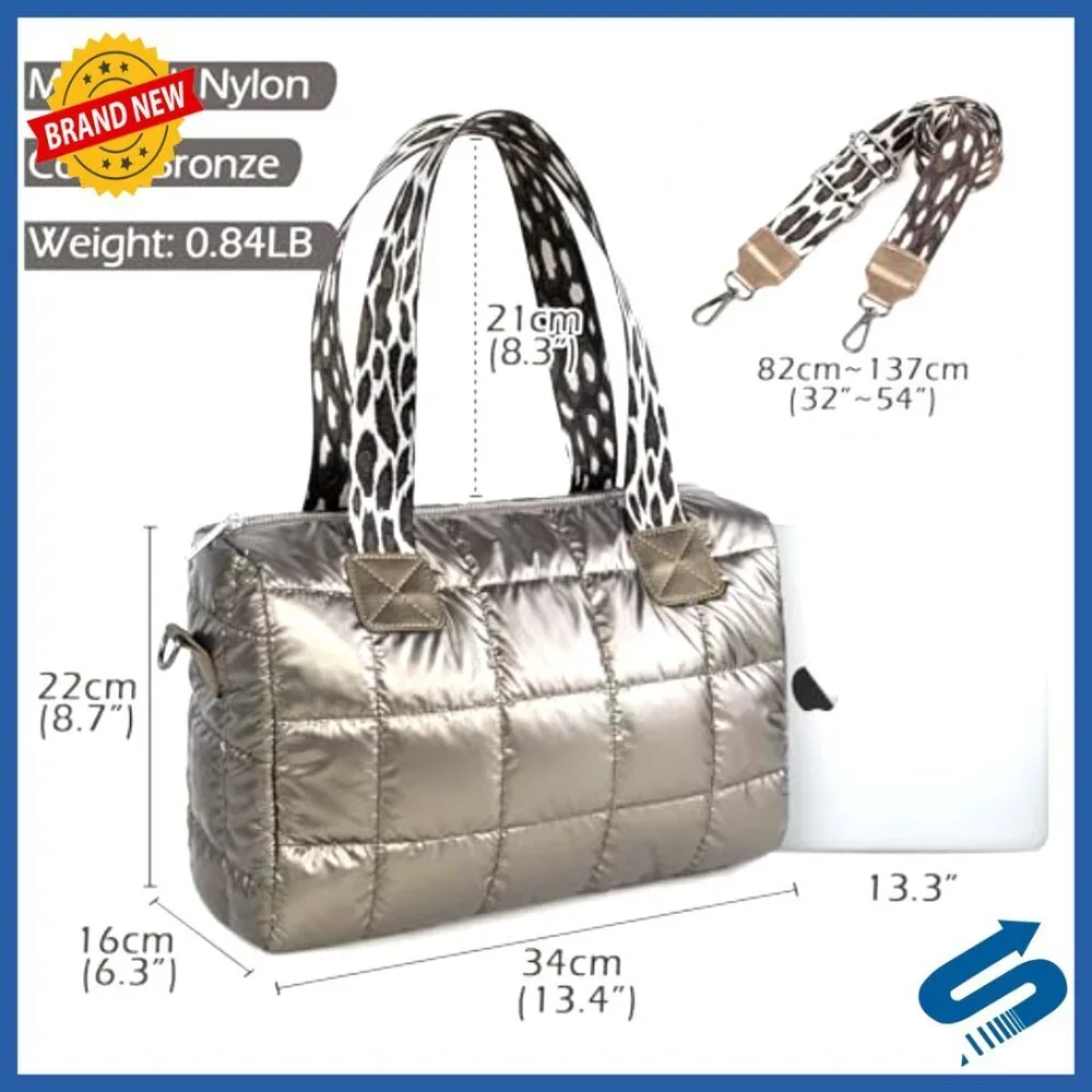 Quilted Crossbody Tote Puffer Shoulder Bag Lightweight Women's Daily Use